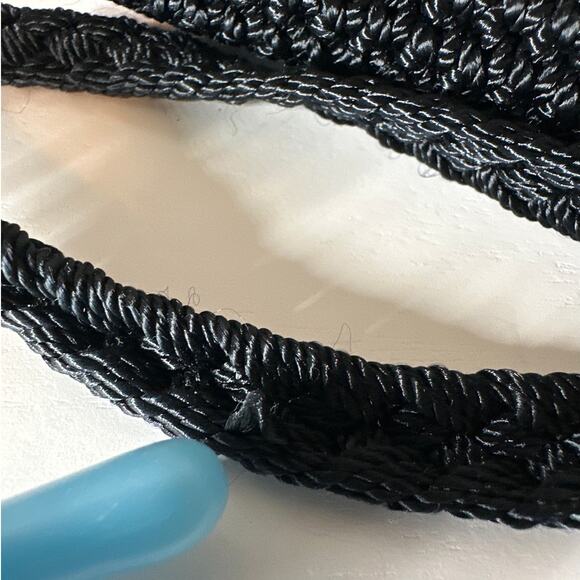 The Sak Crocheted Mini Bag Crossbody Shoulder Purse Bag Black Travel Small Boho - Picture 12 of 13